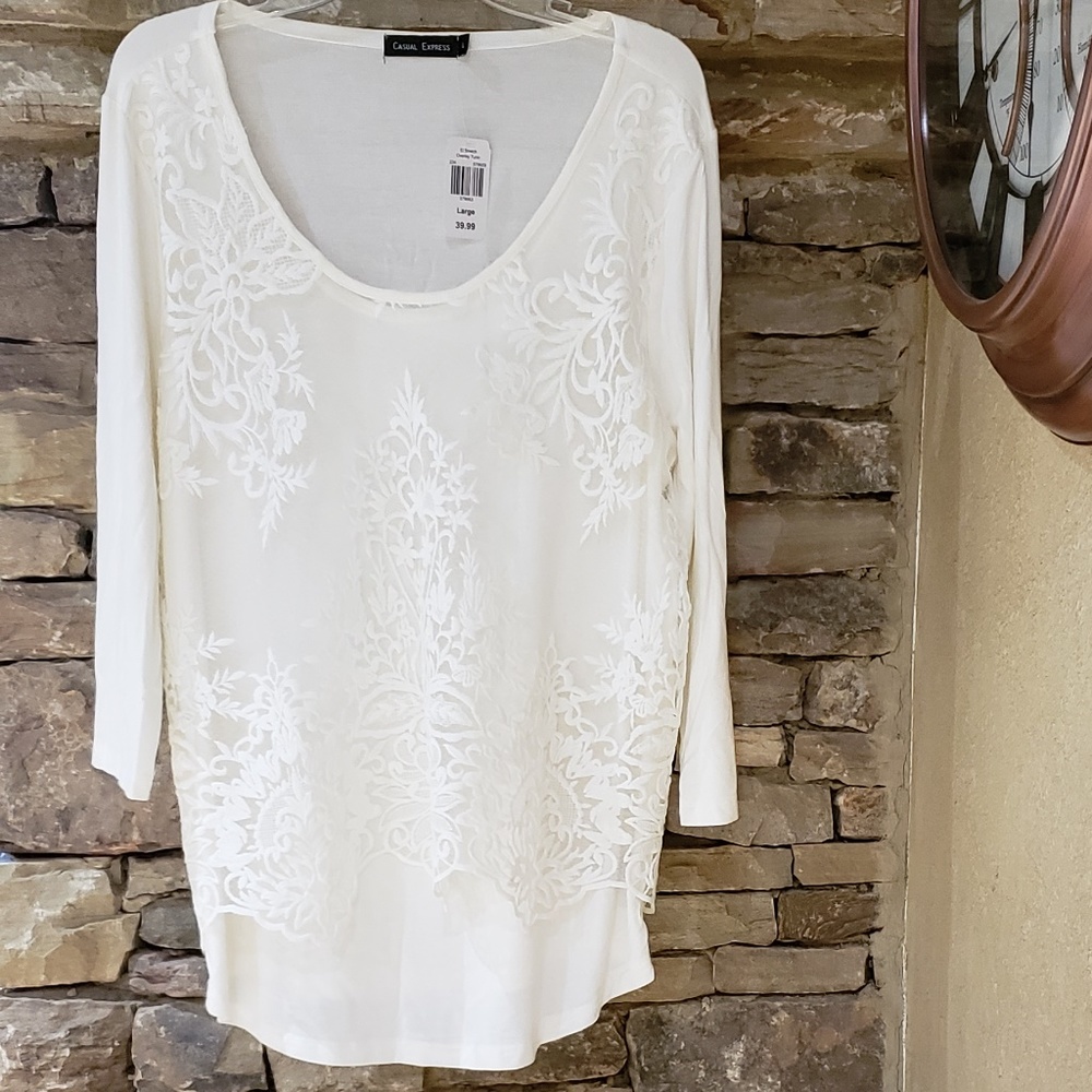 New Gorgeous Lace Overlay Tunic/Top - L